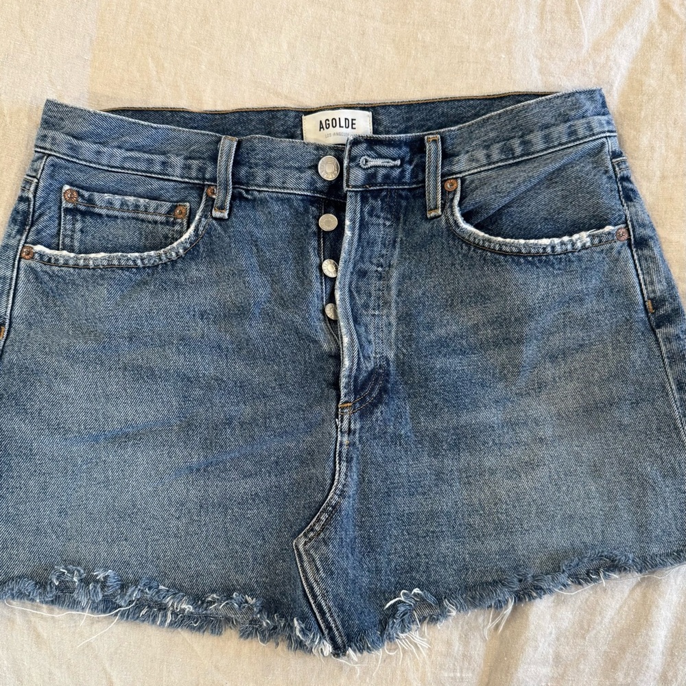 Agolde Blue Denim Mini Skirt